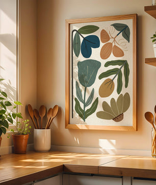 Botanical illustration with earthy and muted colors