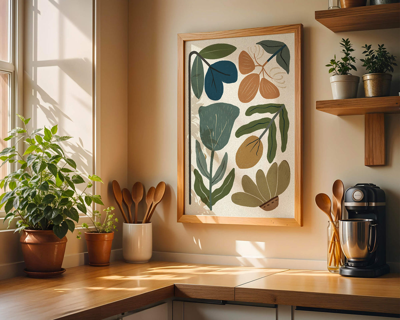 Botanical illustration with earthy and muted colors