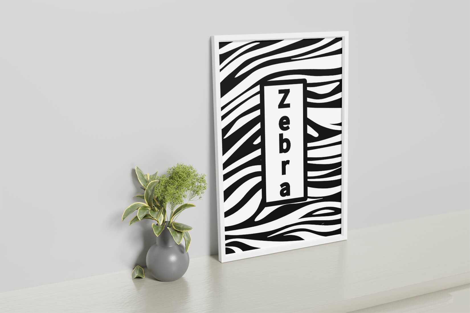 Elegant zebra print design with bold text accent