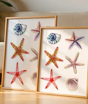 Watercolor collection of seashells and starfish illustration