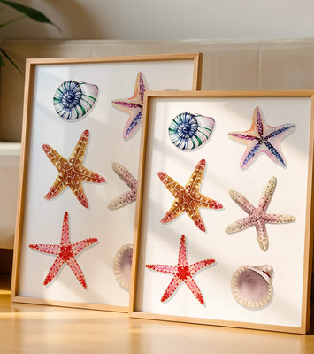 Watercolor collection of seashells and starfish illustration