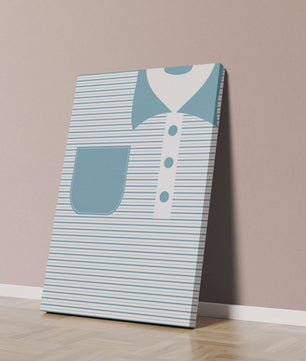 Minimalist artwork featuring striped pattern and abstract shapes