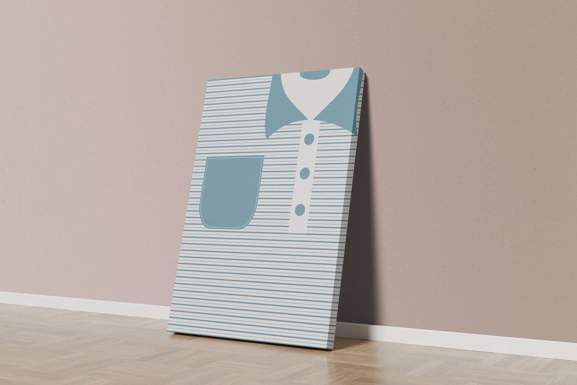 Minimalist artwork featuring striped pattern and abstract shapes