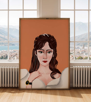 Portrait of a woman with elegant hairstyle and golden watch