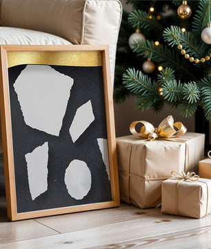Abstract geometric design with golden accents and stone texture