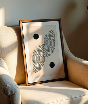 Abstract Minimalist Art with Black Wavy Lines and Circles - Mi tienda