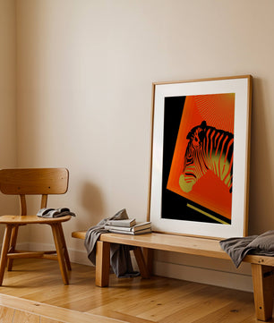 Abstract Zebra with Vibrant Colors and Golden Elements