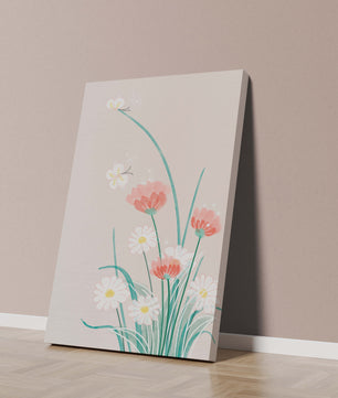 Delicate floral illustration with butterflies and wildflowers