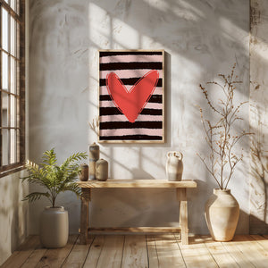 Heart on Striped Background: Modern Decorative Art - Mi tienda