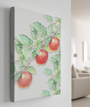 Ilustración de manzanas en la rama de un árbol con hojas verdes