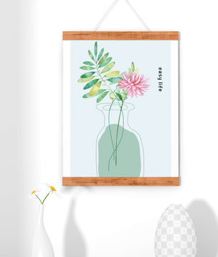 Arreglo floral de acuarela con verdor en un jarrón de vidrio