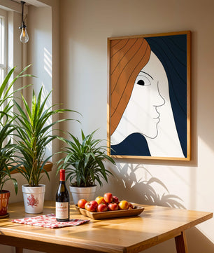 Abstract Portrait with Stylized Hair and Minimalist Design - Mi tienda