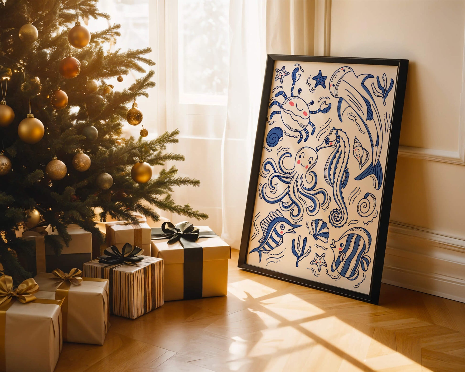 Underwater Marine Life Theme with Cartoon Sea Creatures