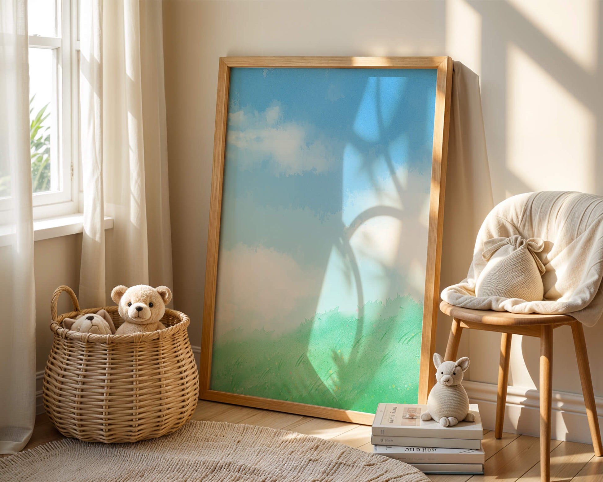 A Serene Landscape of Blue Sky and Green Grass