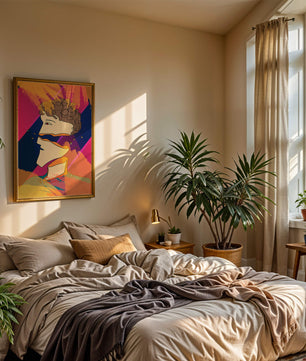 Colorful Abstract Portrait with Geometric and Golden Elements - Mi tienda