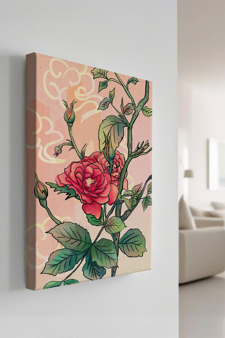 Ilustración Elegante de Rosa con Fondo Pastel Suave