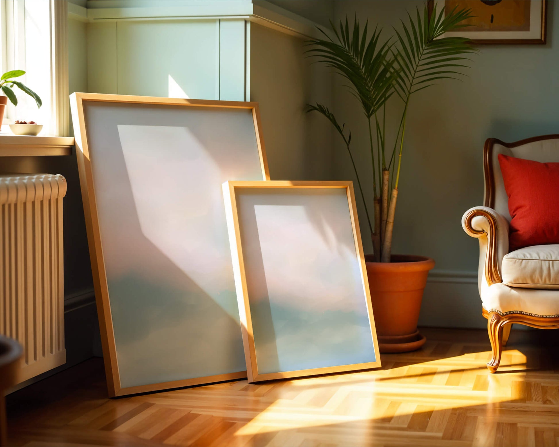 Paisaje de nubes abstracto con tonos suaves de rosa y azul