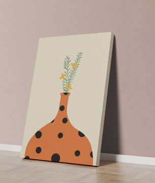 Colorful Polka Dot Vase with Yellow Flowers and Green Leaves - Mi tienda