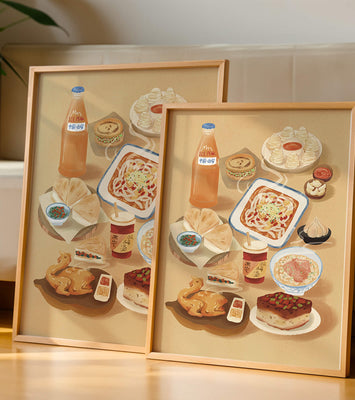 Traditional Chinese Feast with Diverse Dishes and Refreshment