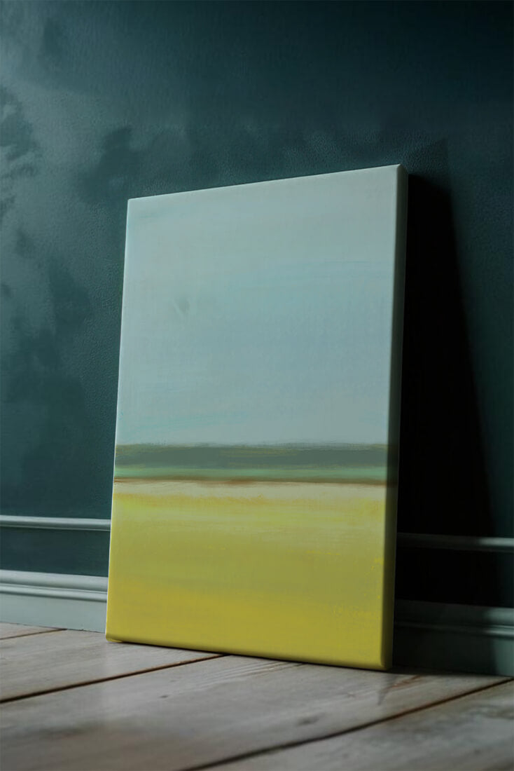 Ruhige abstrakte Landschaft mit Gelb- und Blautönen