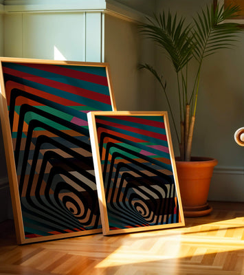 Colorful Geometric Abstract Art with Concentric Stripes