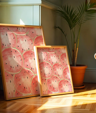 Watercolor watermelon slice pattern full of vibrant summer vibes