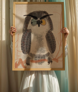 Whimsical Owl Illustration with Colorful Eyes