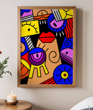 Abstract Geometric Pop Art with Bright Colors and Shapes - Mi tienda