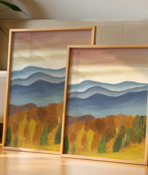 Autumn Mountain Landscape with Vibrant Trees and Colorful Sky
