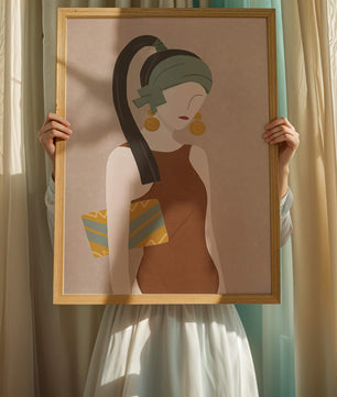 Femme élégante avec accessoires à la mode dans un style art moderne