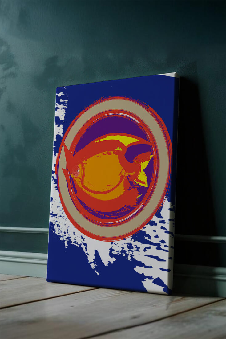 Abstraktes kreisförmiges Design mit lebendigen Farben und Pinselstrichen