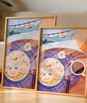 Charming Dumpling Faces on a Cozy Winter Table with Mountain View - Mi tienda