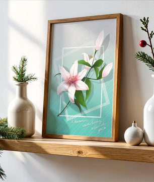 Elegant floral design with pink lilies and modern accents