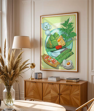 Illustration d'aliments asiatiques traditionnels avec service à thé et herbes