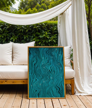 Abstract Wavy Blue Pattern with Black Lines - Mi tienda
