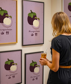 Illustration de fruit de mangoustan avec fond violet