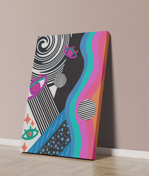 Colorful abstract art with geometric patterns and vibrant shapes