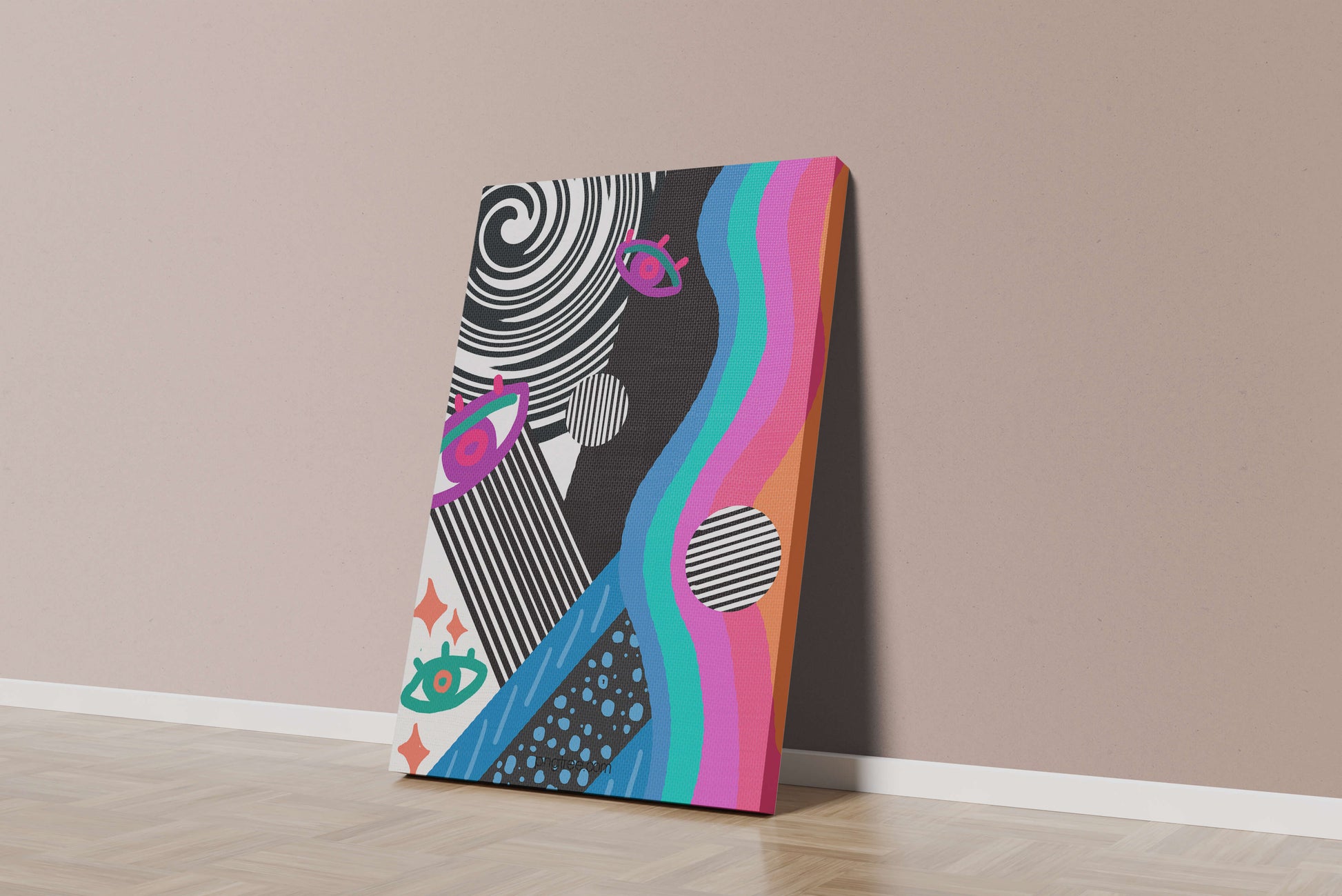 Colorful abstract art with geometric patterns and vibrant shapes
