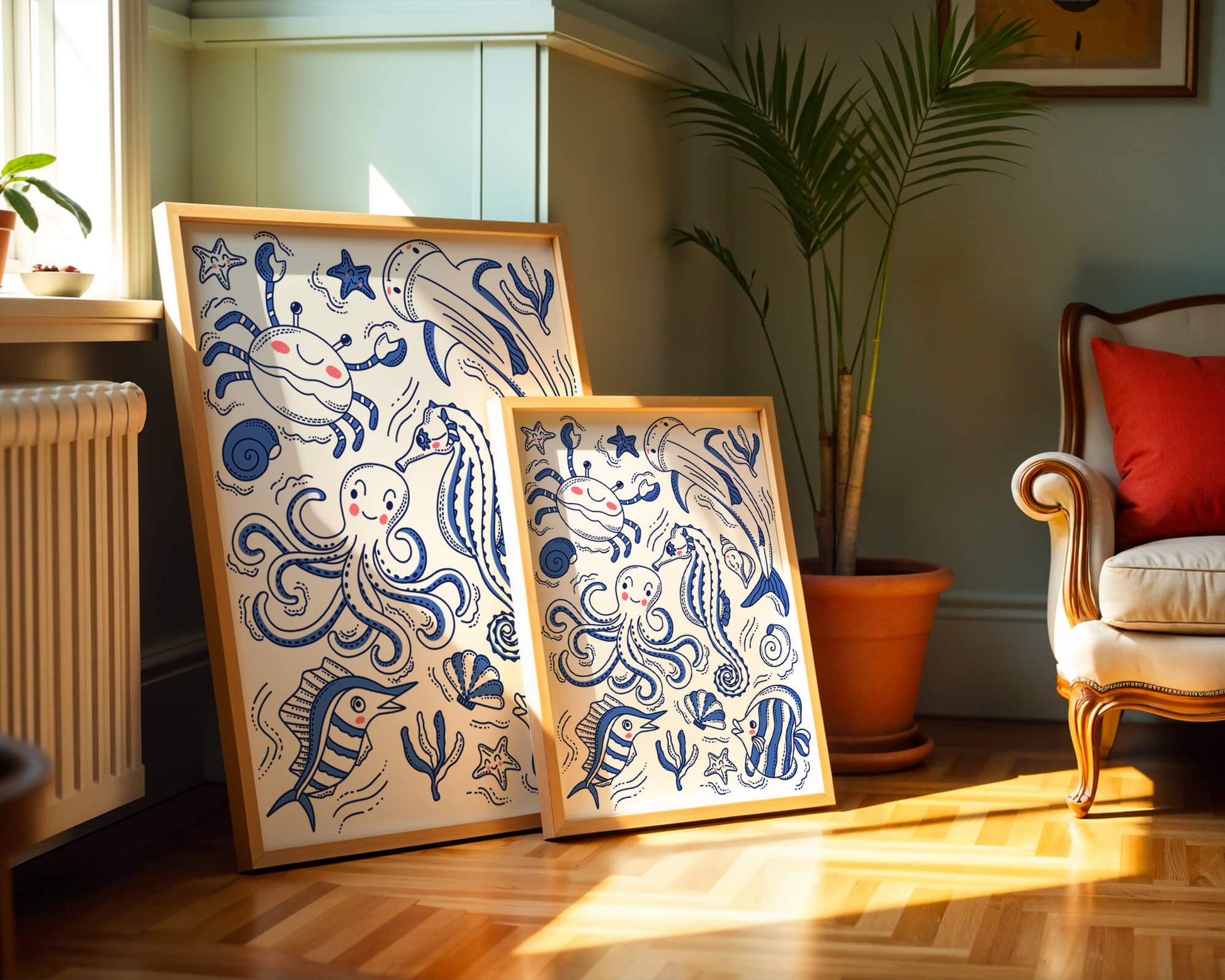 Underwater Marine Life Theme with Cartoon Sea Creatures