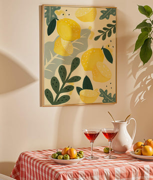 Vibrant lemon and leaf pattern design for home decor