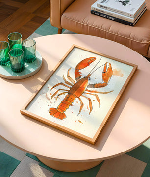 Illustrated Lobster Artwork With Splash of Colors - Mi tienda