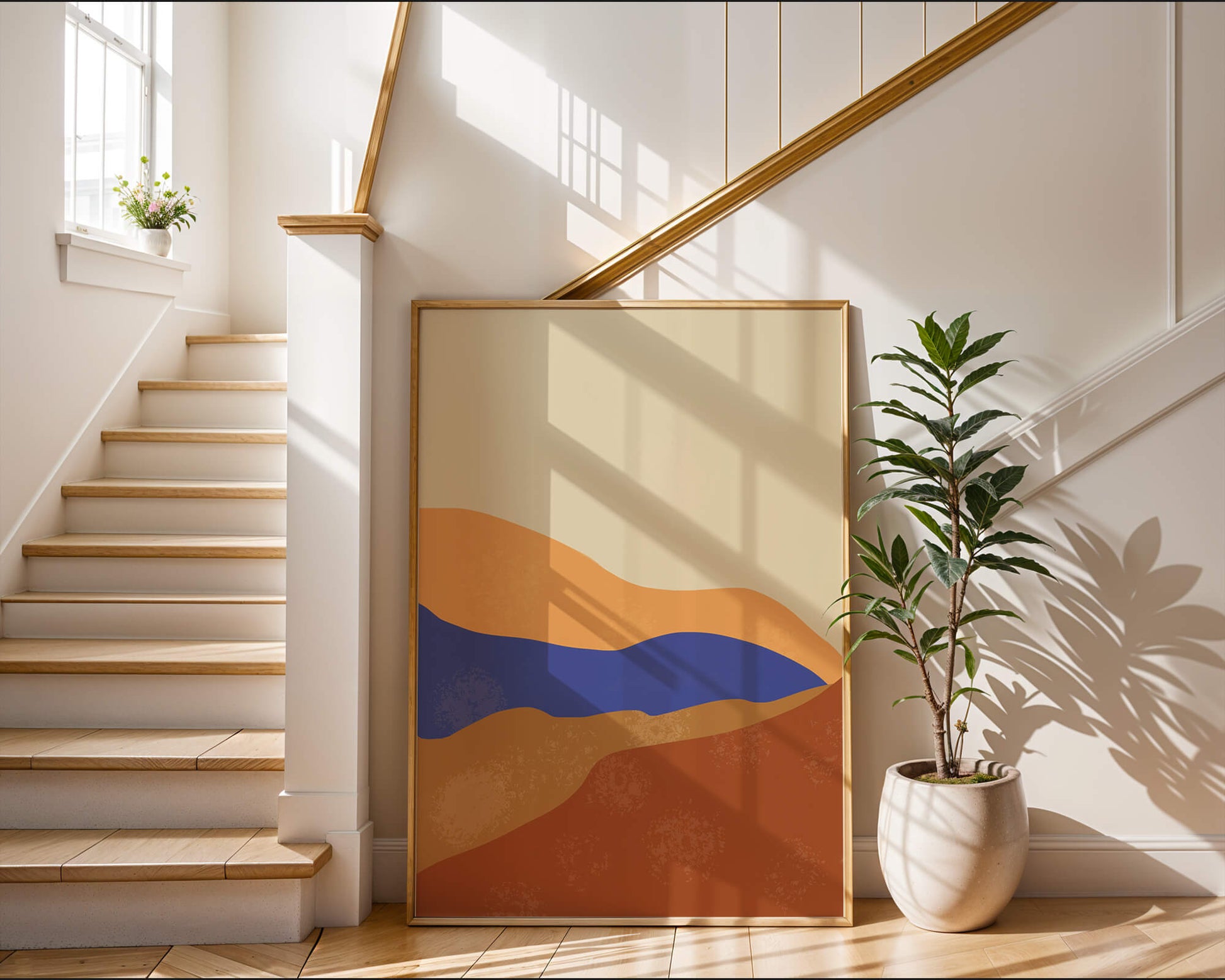 Paisaje abstracto con olas coloridas y bordes audaces