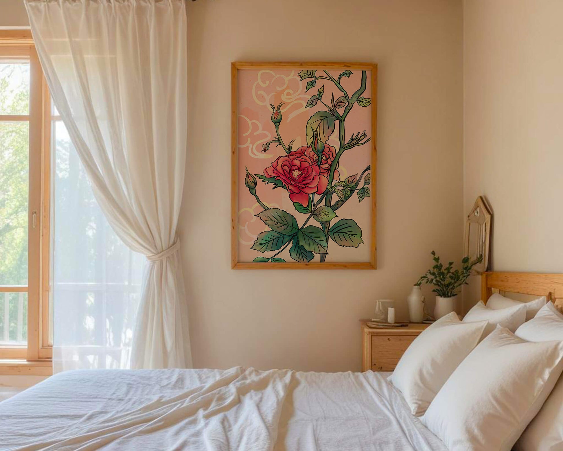 Ilustración Elegante de Rosa con Fondo Pastel Suave