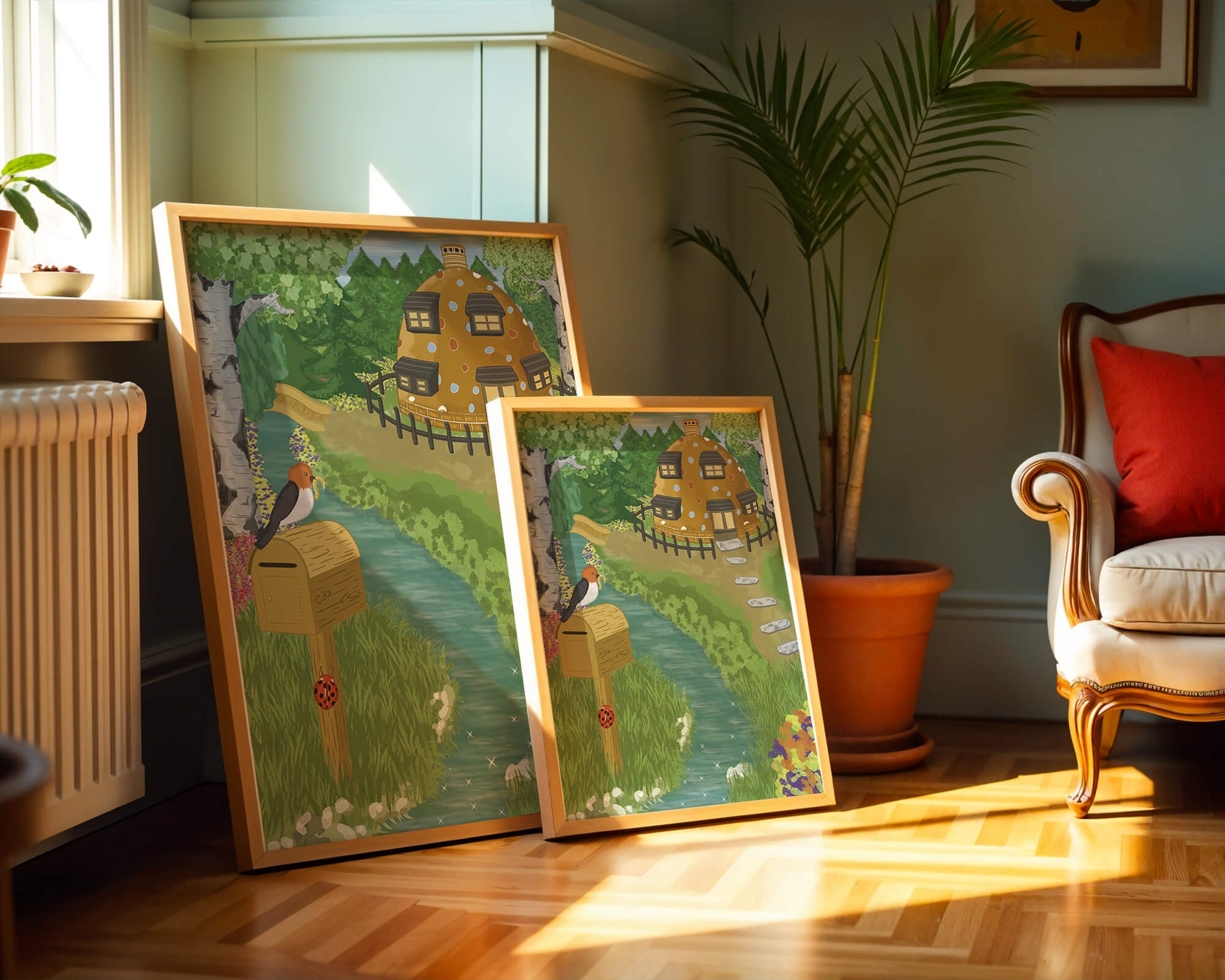 Paysage charmant avec une maison unique et un jardin luxuriant