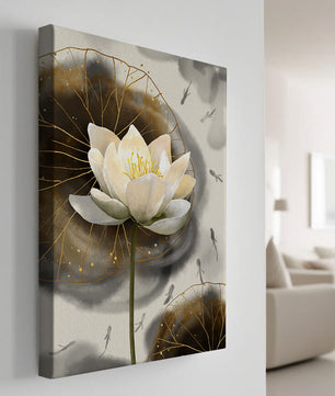 Illustration of a lotus flower with golden accents