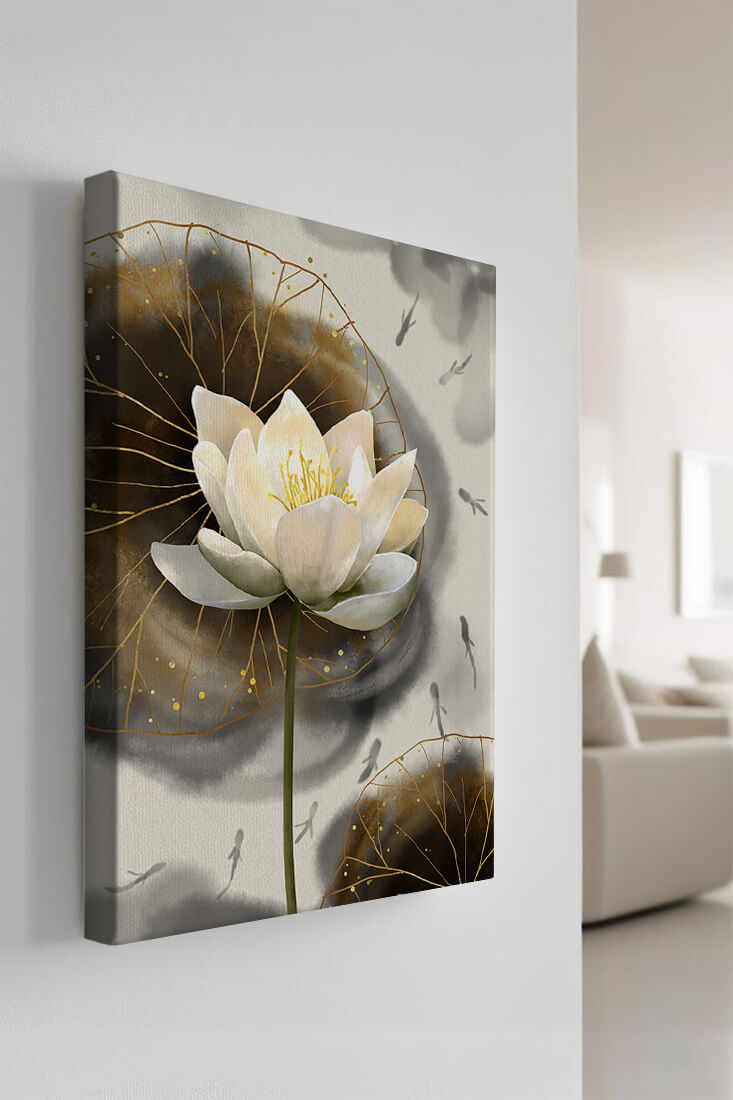 Illustration of a lotus flower with golden accents