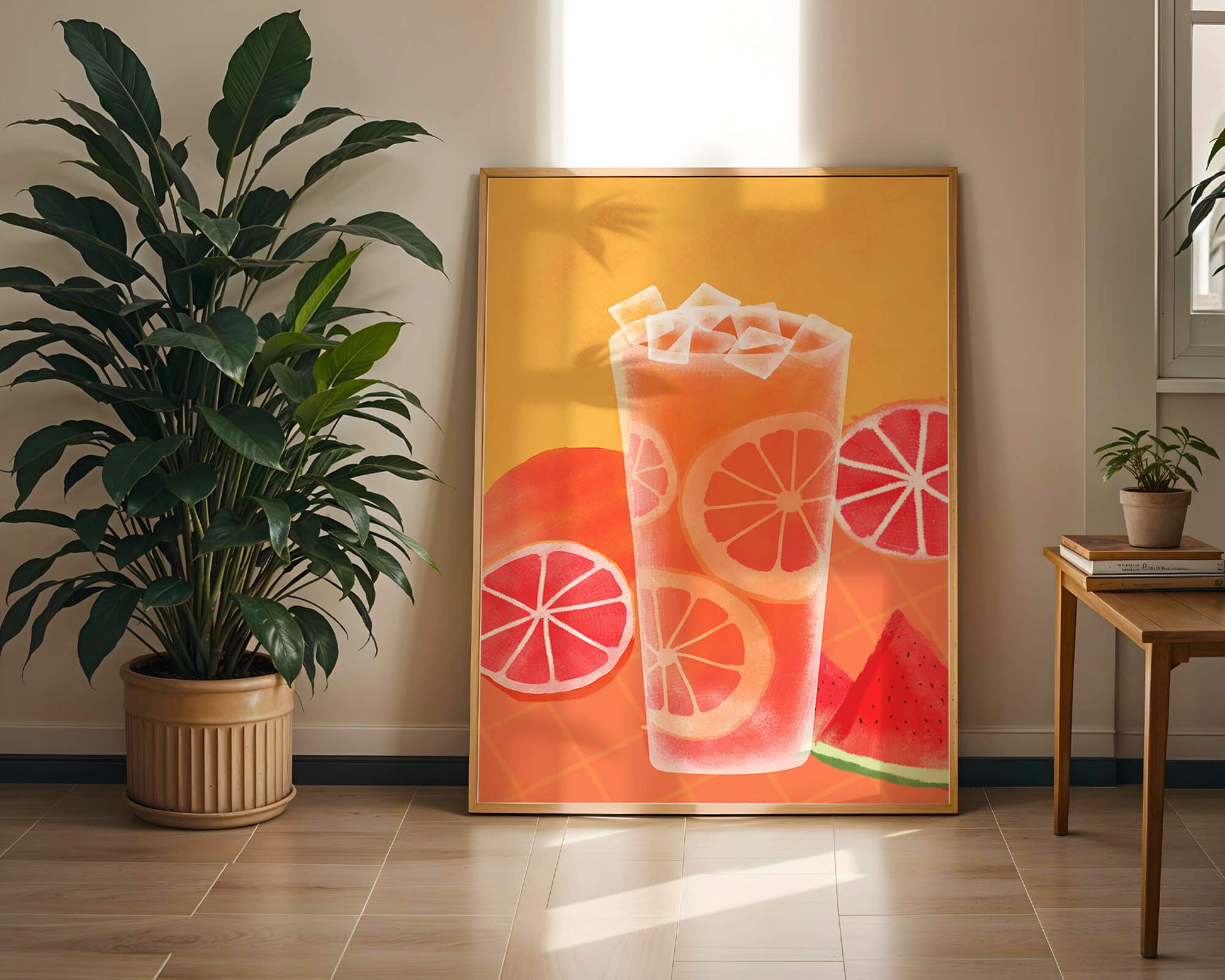 Refrescante cóctel de frutas de verano con cítricos y sandía.