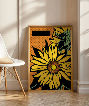 Colorful sunflower illustration with bold lines and dots