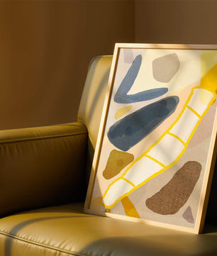 Abstract Design with Geometric Shapes in Earthy Tones and Gold Accents - Mi tienda