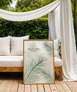 Elegant Green Palm Leaves on Textured Background - Mi tienda